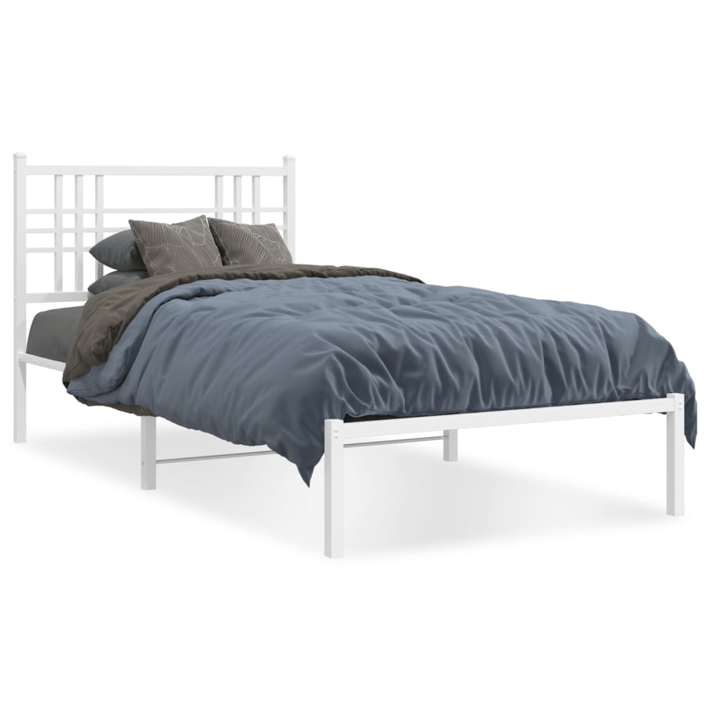 vidaXL Bettgestell mit Kopfteil Metall Weiß 100x190 cm