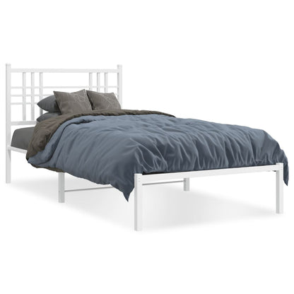 vidaXL Bettgestell mit Kopfteil Metall Weiß 100x190 cm