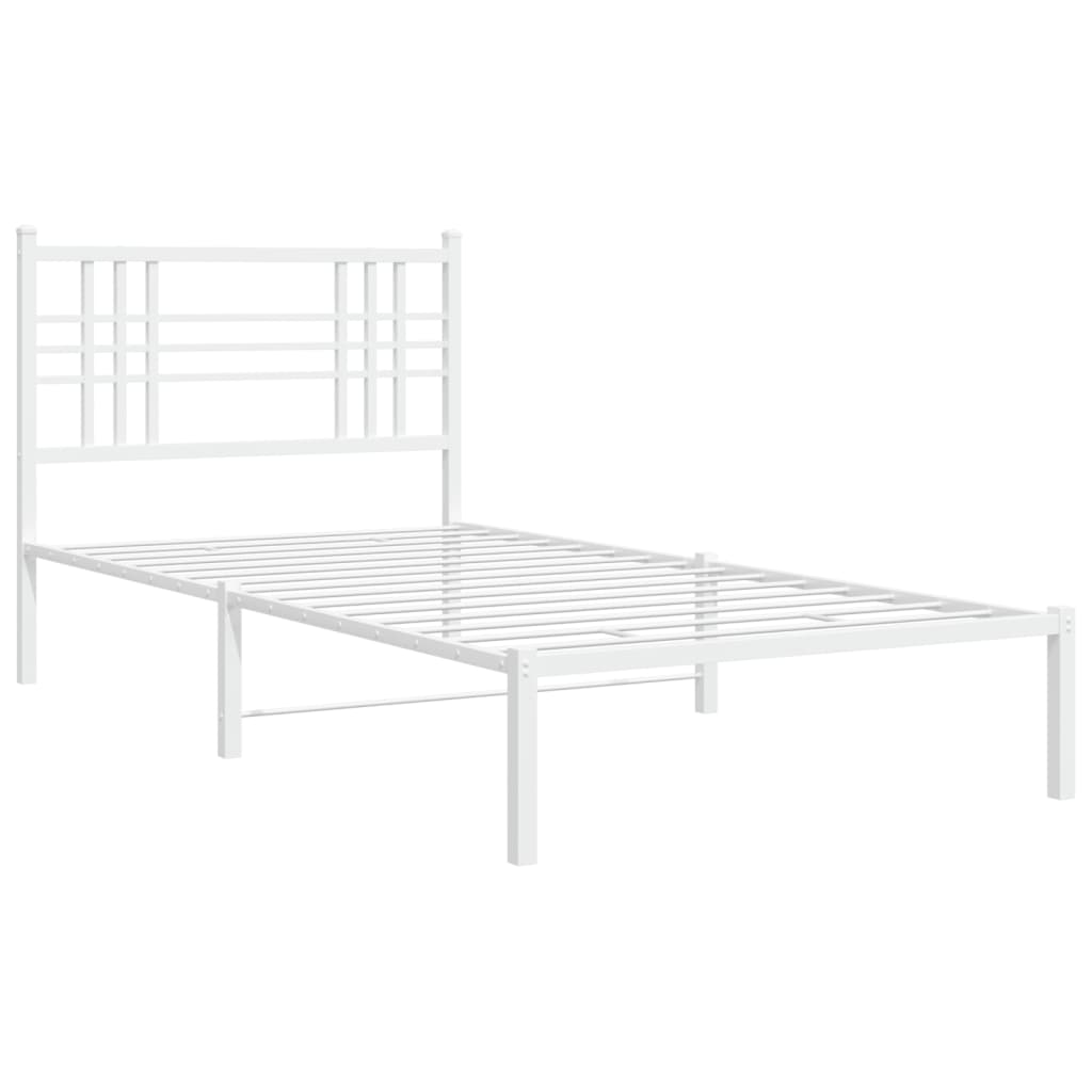 vidaXL Bettgestell mit Kopfteil Metall Weiß 100x190 cm