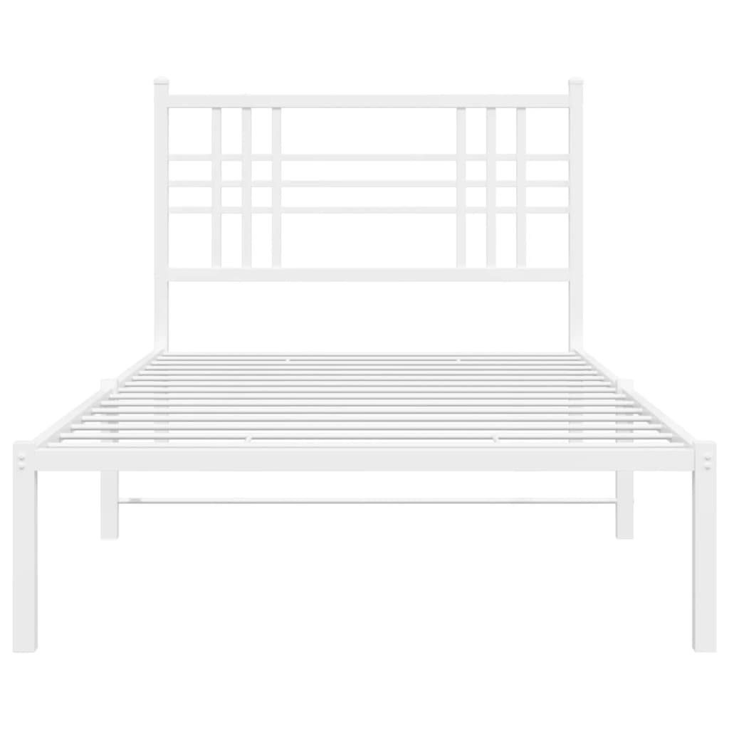 vidaXL Bettgestell mit Kopfteil Metall Weiß 100x190 cm