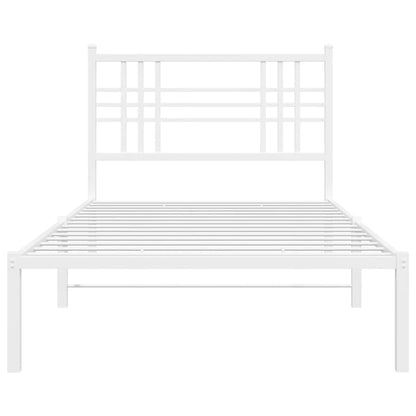 vidaXL Bettgestell mit Kopfteil Metall Weiß 100x190 cm