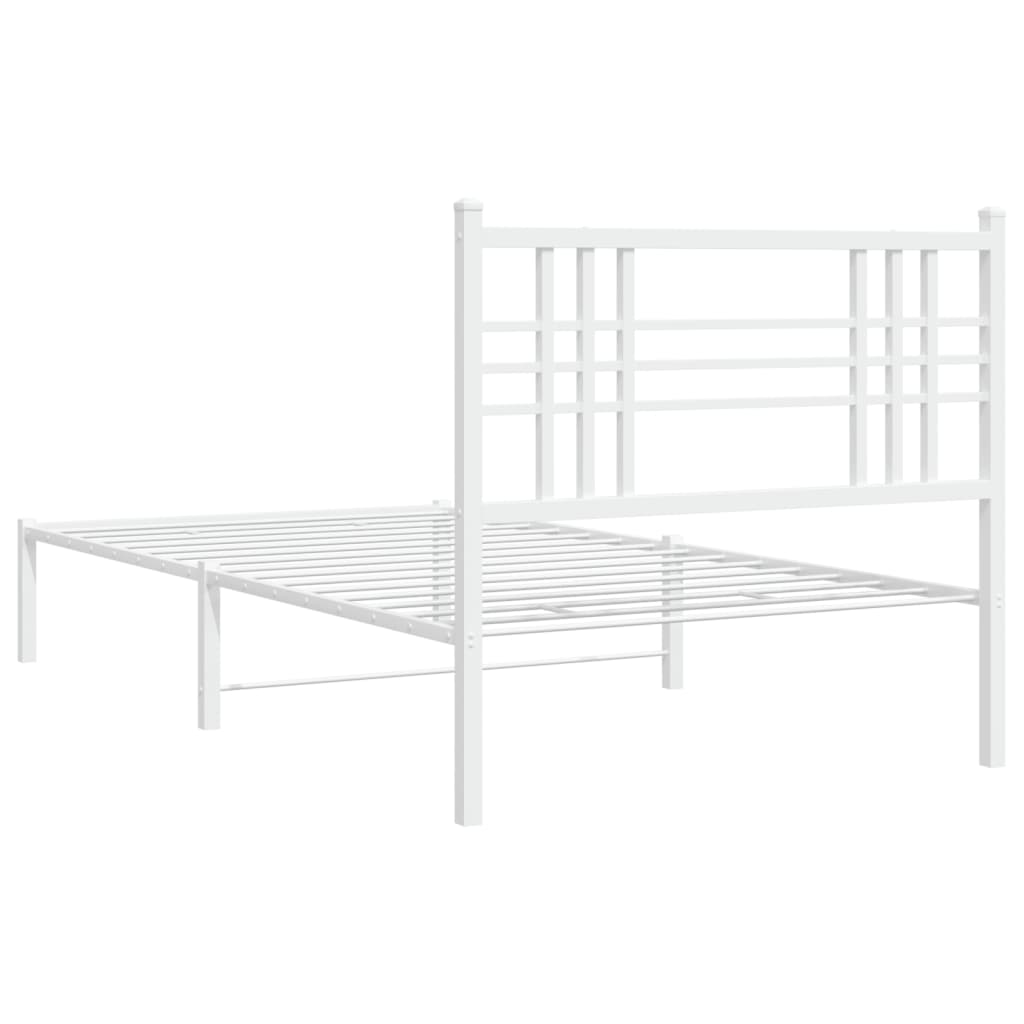 vidaXL Bettgestell mit Kopfteil Metall Weiß 100x190 cm