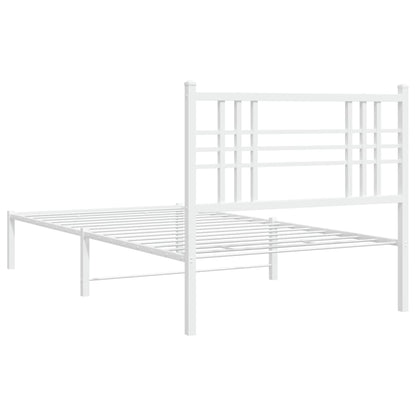 vidaXL Bettgestell mit Kopfteil Metall Weiß 100x190 cm