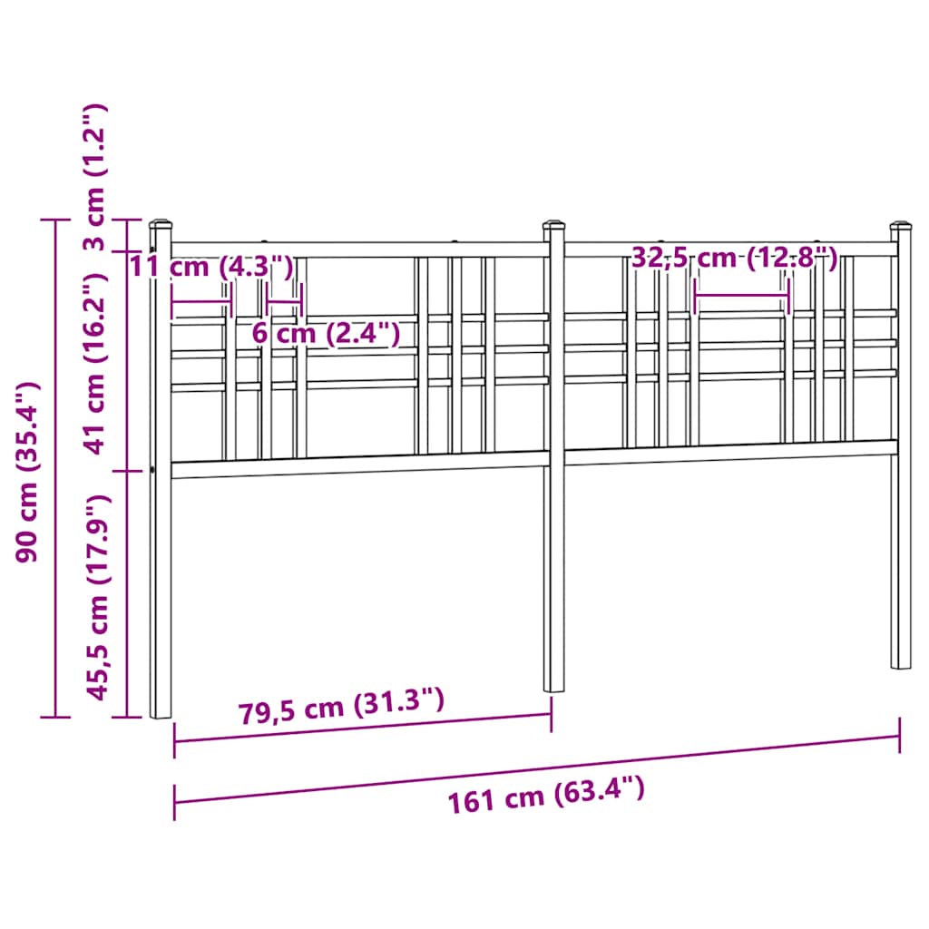 Ersatz-Kopfteil Metall Weiß 160 cm