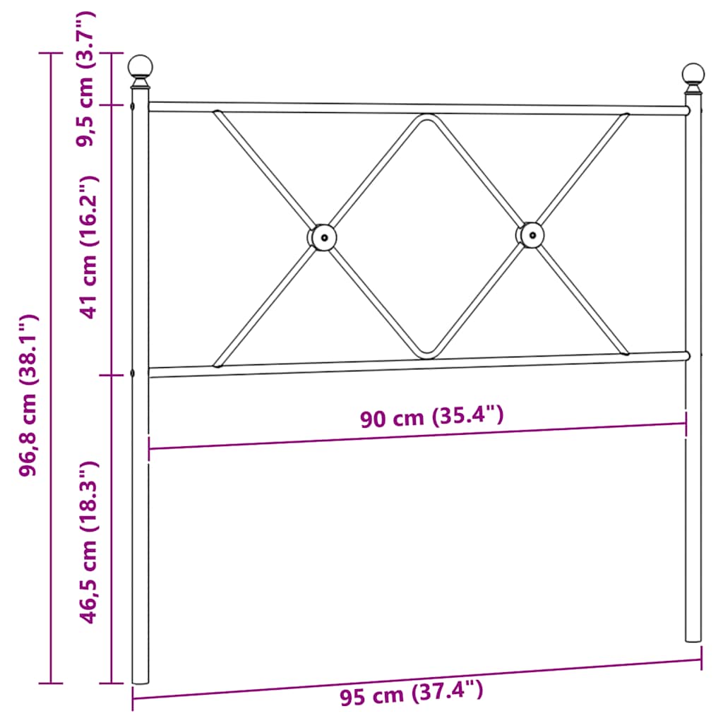Ersatz-Kopfteil Metall Schwarz 90 cm