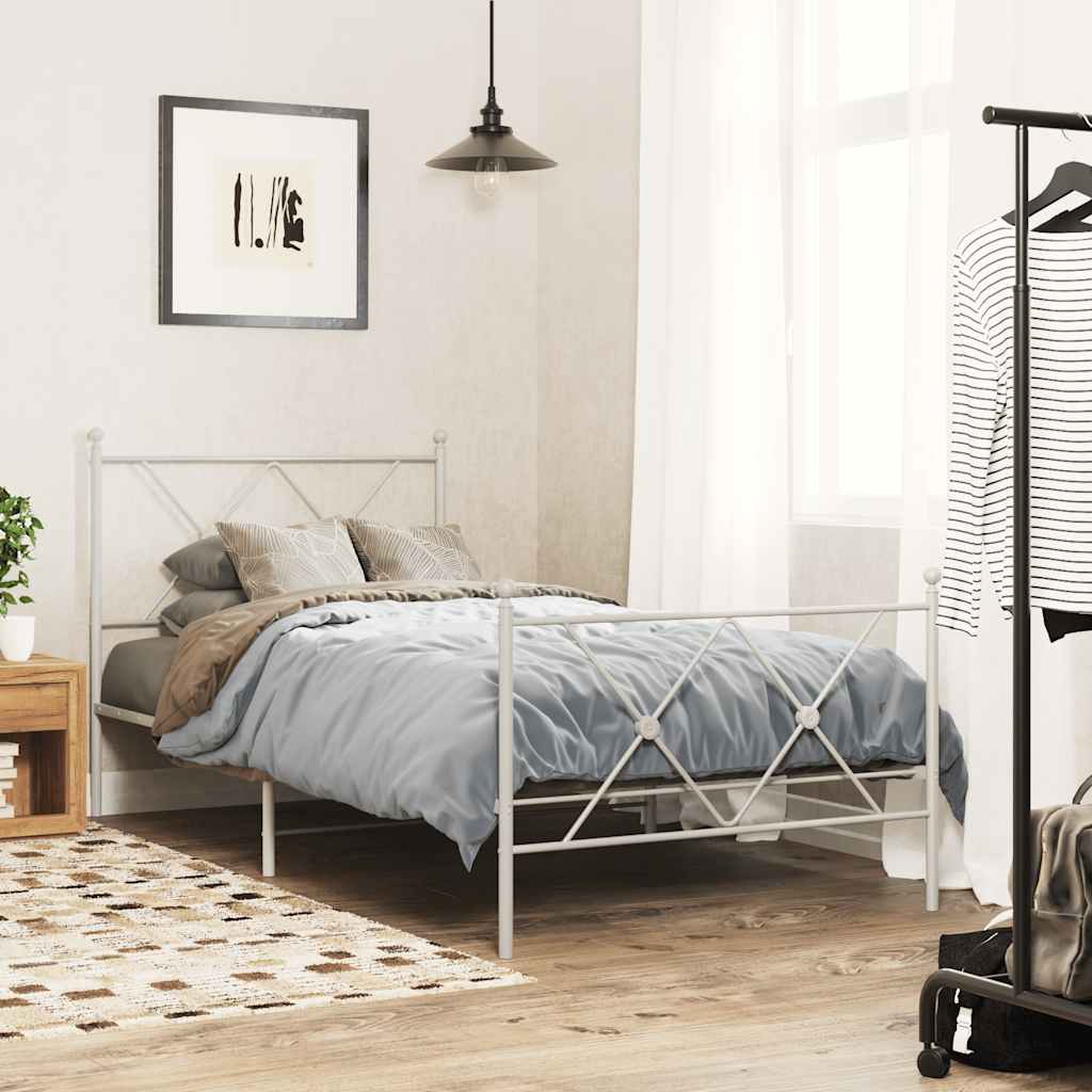 vidaXL Ersatz-Kopfteil Metall Weiß 90 cm