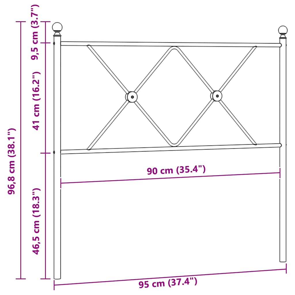 vidaXL Ersatz-Kopfteil Metall Weiß 90 cm