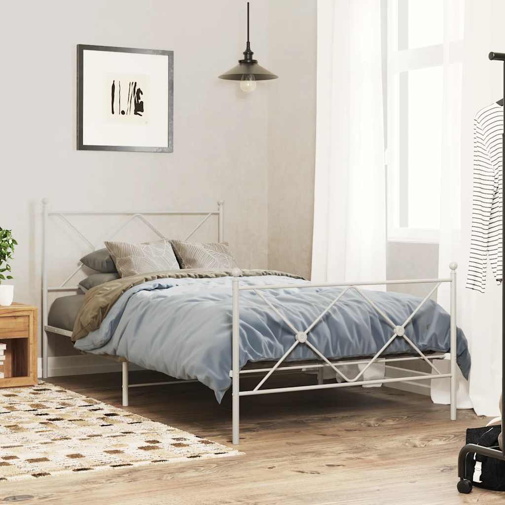 vidaXL Ersatz-Kopfteil Metall Weiß 107 cm
