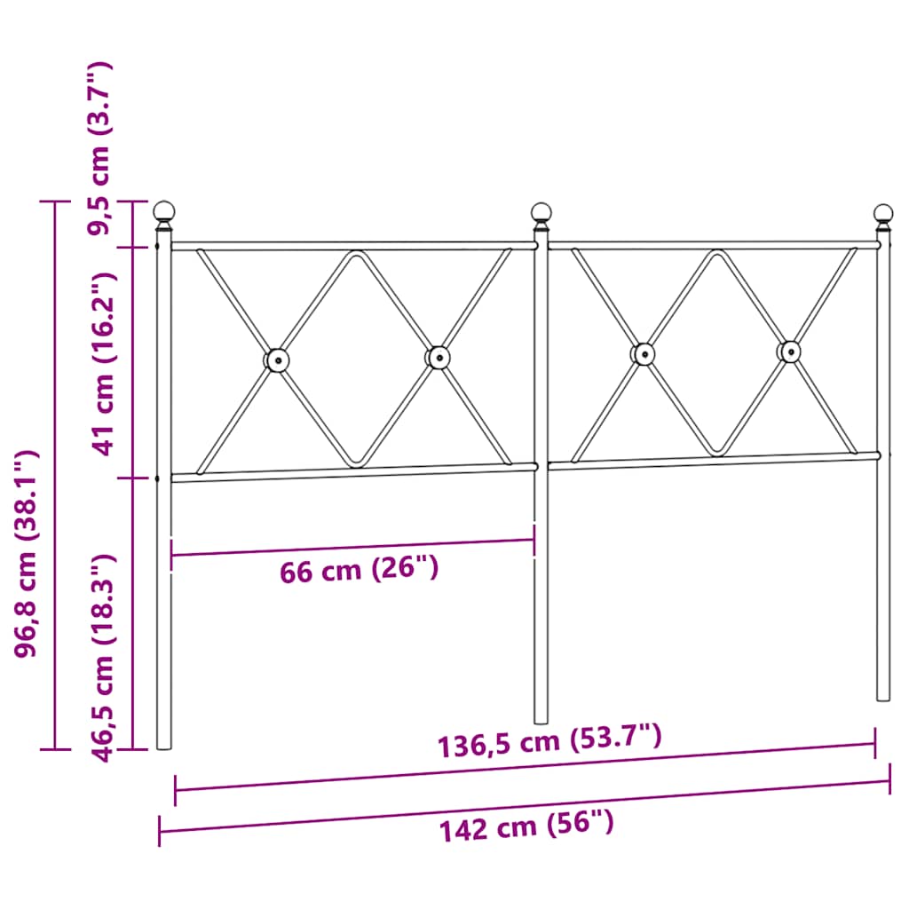 vidaXL Ersatz-Kopfteil Metall Weiß 137 cm