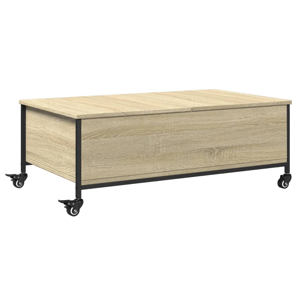 vidaXL Table basse avec roulettes Chêne Sonoma 91x55x34 cm Bois d'ingénierie