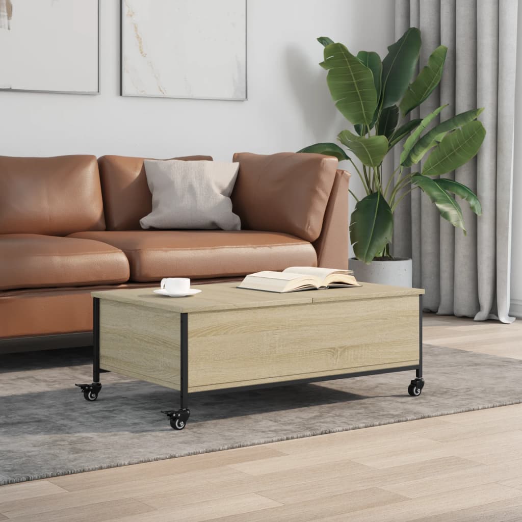 vidaXL Table basse avec roulettes Chêne Sonoma 91x55x34 cm Bois d'ingénierie