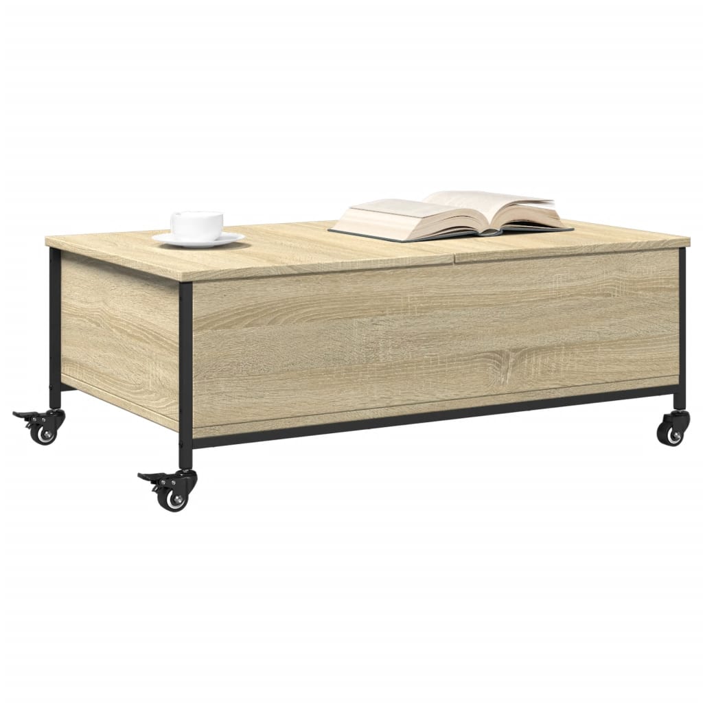 vidaXL Table basse avec roulettes Chêne Sonoma 91x55x34 cm Bois d'ingénierie