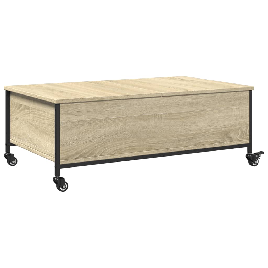 vidaXL Table basse avec roulettes Chêne Sonoma 91x55x34 cm Bois d'ingénierie