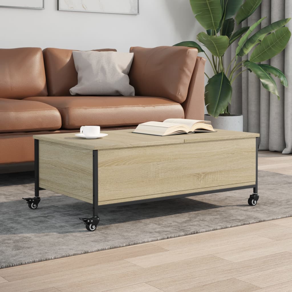 vidaXL Table basse avec roulettes Chêne Sonoma 91x55x34 cm Bois d'ingénierie