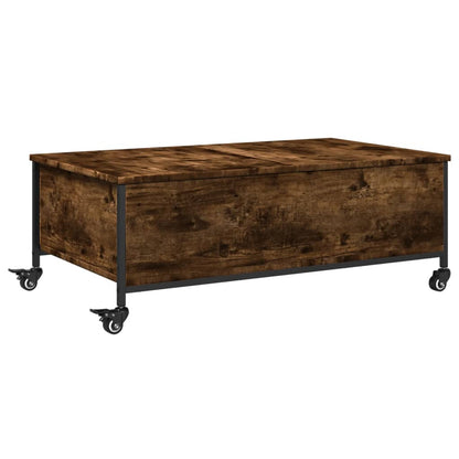 vidaXL Table basse à roulettes en chêne fumé 91x55x34 cm Bois d'ingénierie