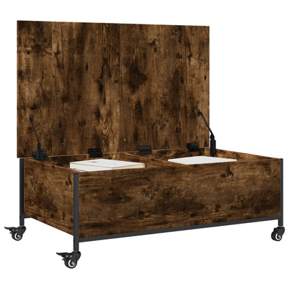 vidaXL Table basse à roulettes en chêne fumé 91x55x34 cm Bois d'ingénierie
