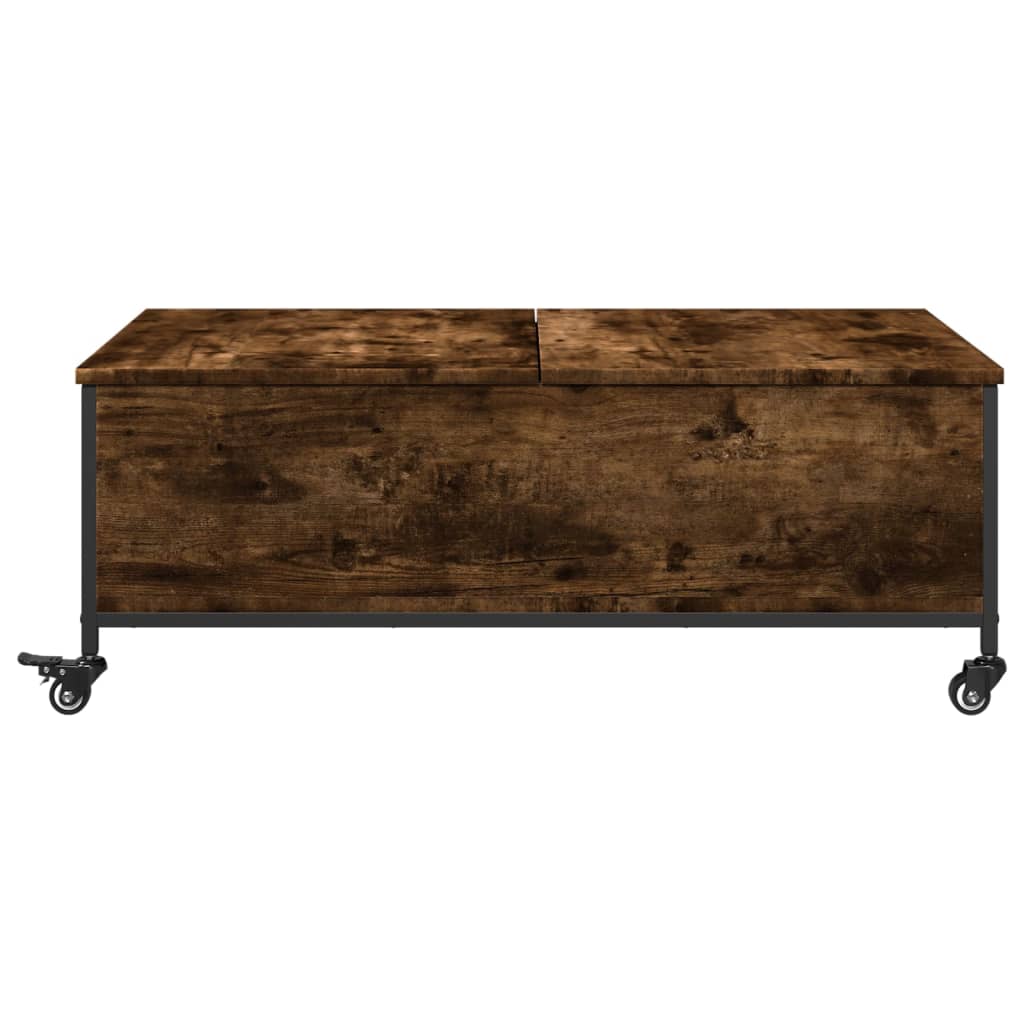 vidaXL Table basse à roulettes en chêne fumé 91x55x34 cm Bois d'ingénierie