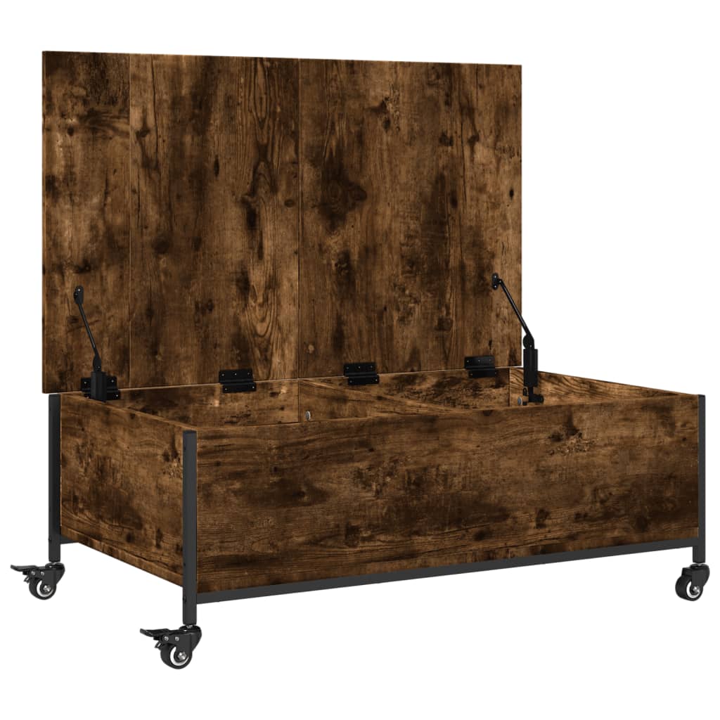 vidaXL Table basse à roulettes en chêne fumé 91x55x34 cm Bois d'ingénierie