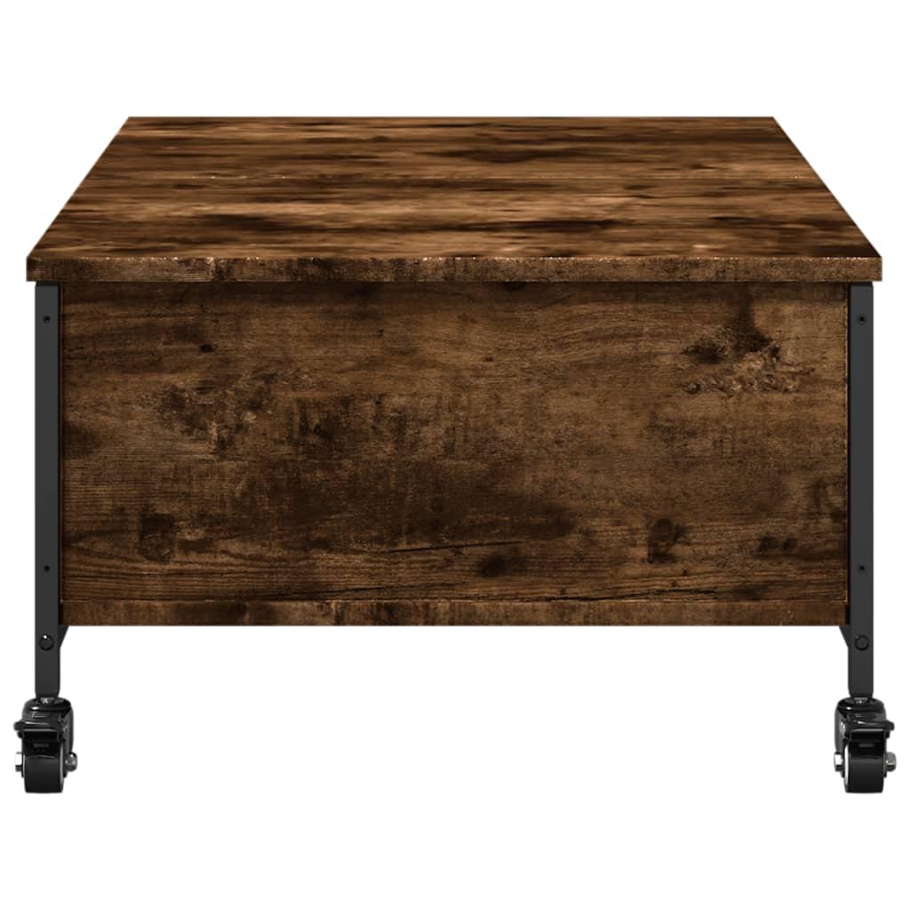 vidaXL Table basse à roulettes en chêne fumé 91x55x34 cm Bois d'ingénierie