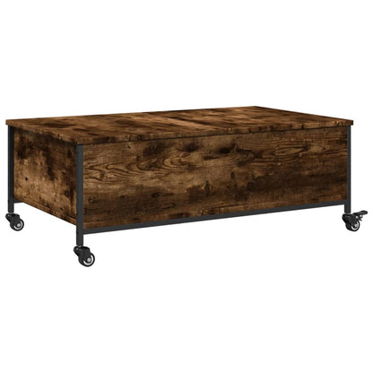 vidaXL Table basse à roulettes en chêne fumé 91x55x34 cm Bois d'ingénierie