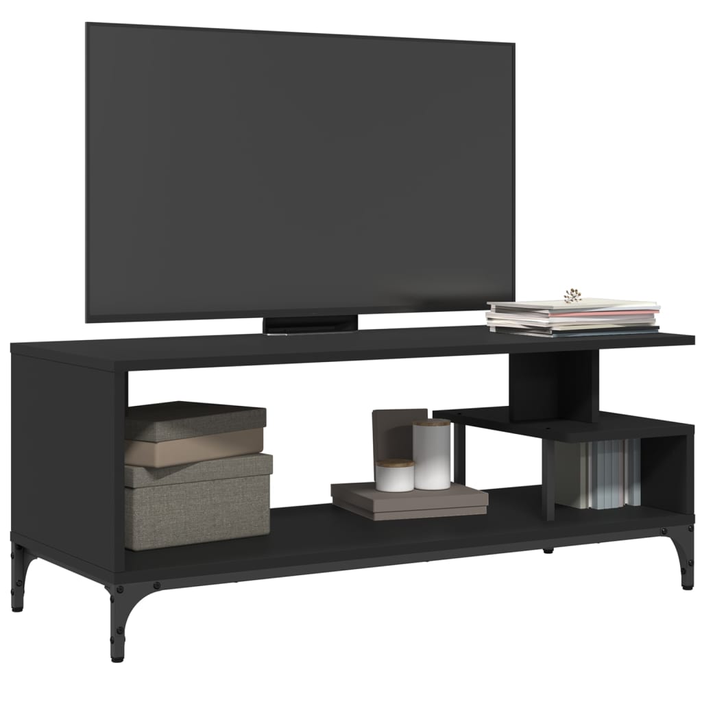 Meuble TV vidaXL Noir 102x40x41 cm Bois d'ingénierie et acier