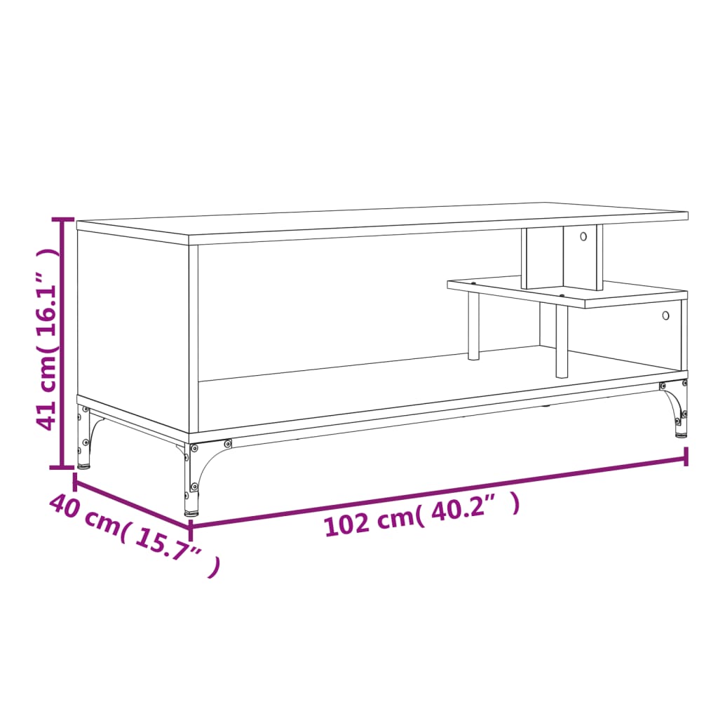 Meuble TV vidaXL Noir 102x40x41 cm Bois d'ingénierie et acier