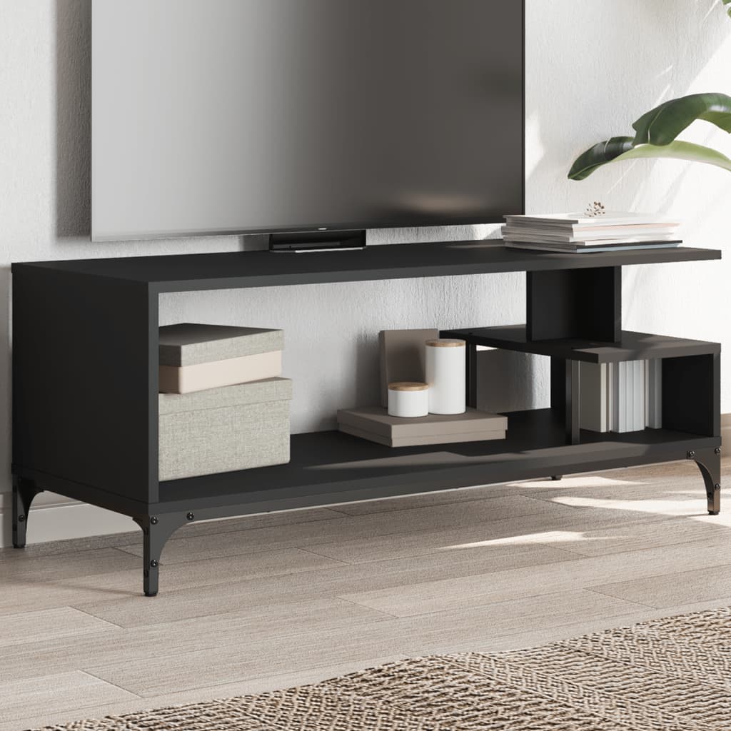 Meuble TV vidaXL Noir 102x40x41 cm Bois d'ingénierie et acier