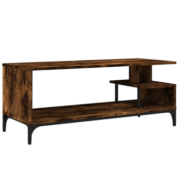 vidaXL Meuble TV chêne fumé 102x40x41 cm en bois d'ingénierie et acier