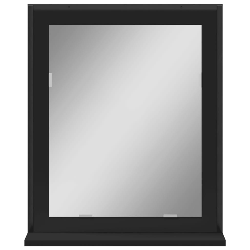 vidaXL Badspiegel mit Ablage Schwarz 50x12x60 cm Holzwerkstoff