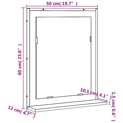 vidaXL Badspiegel mit Ablage Räuchereiche 50x12x60 cm Holzwerkstoff