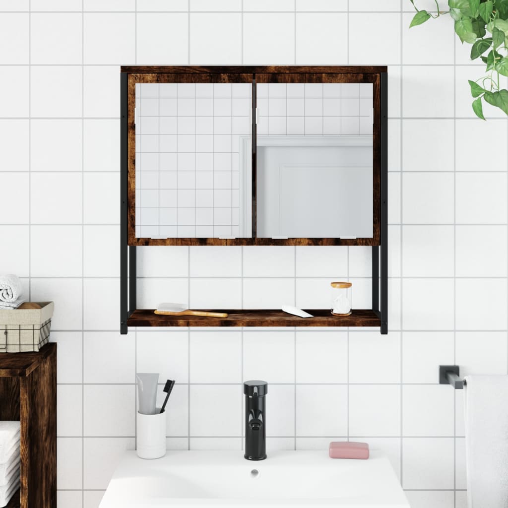 vidaXL Bad-Spiegelschrank Räuchereiche 60x16x60 cm Holzwerkstoff