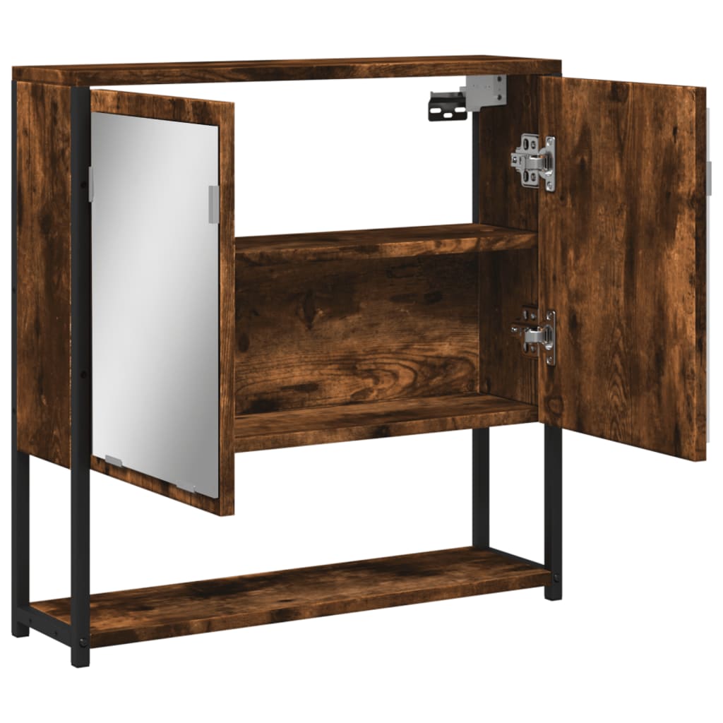 vidaXL Bad-Spiegelschrank Räuchereiche 60x16x60 cm Holzwerkstoff