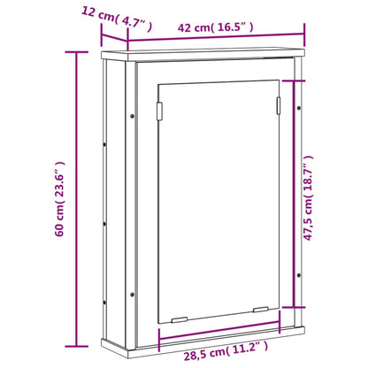 vidaXL Armoire de toilette murale Noir 42x12x60 cm Bois d'ingénierie