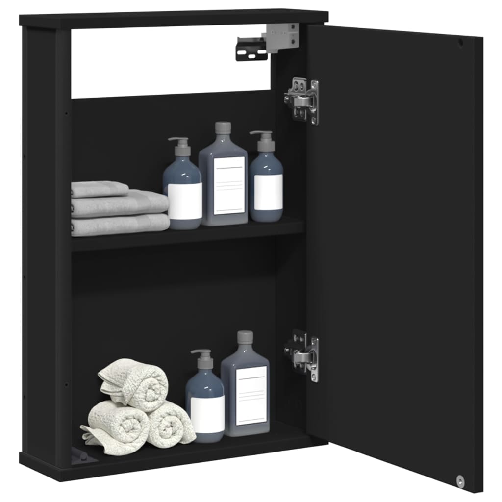 vidaXL Armoire de toilette murale Noir 42x12x60 cm Bois d'ingénierie