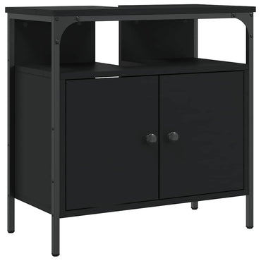 vidaXL Waschbeckenunterschrank Schwarz 60x30x60 cm Holzwerkstoff