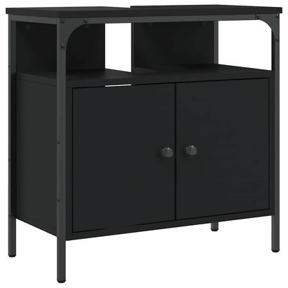 vidaXL Waschbeckenunterschrank Schwarz 60x30x60 cm Holzwerkstoff