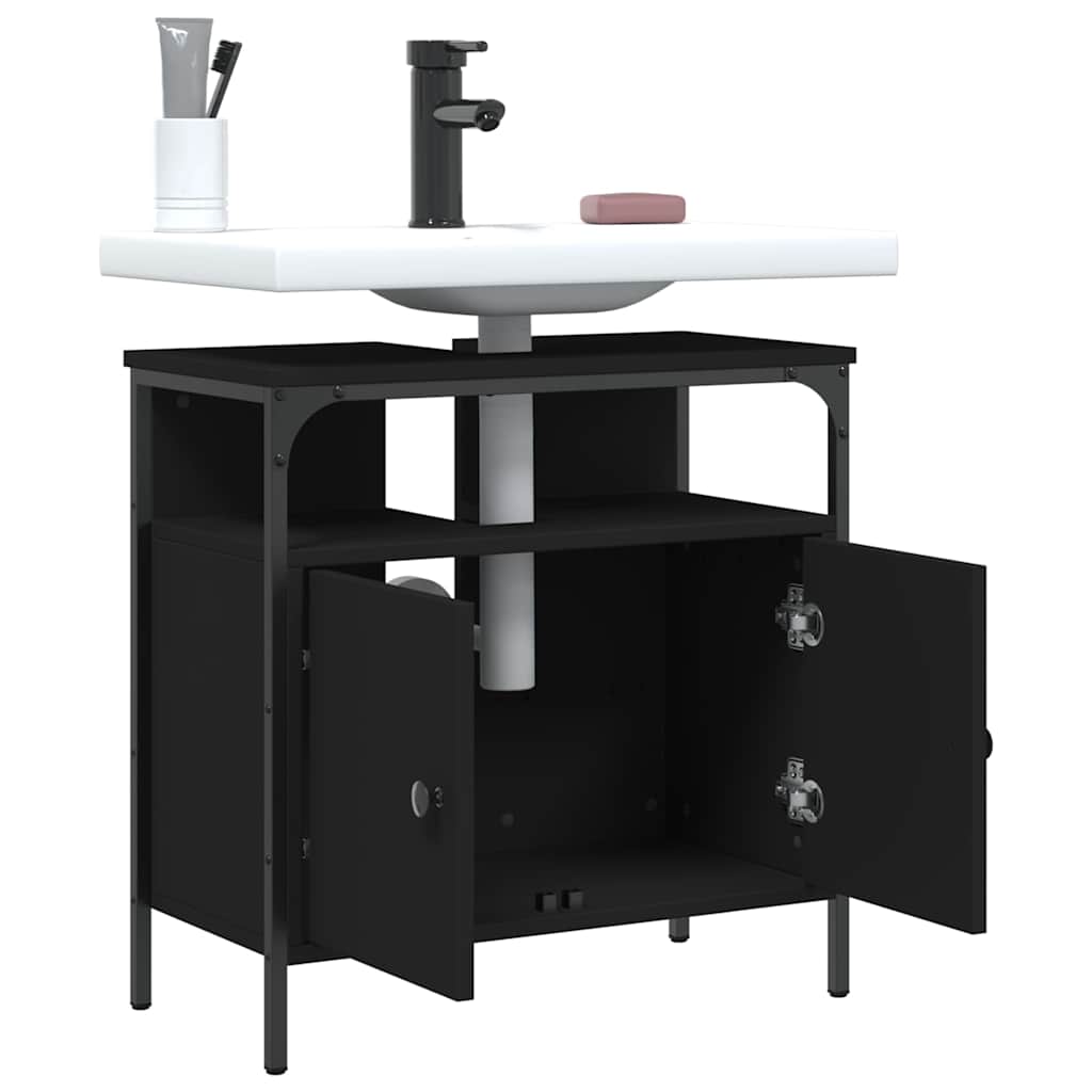 vidaXL Waschbeckenunterschrank Schwarz 60x30x60 cm Holzwerkstoff