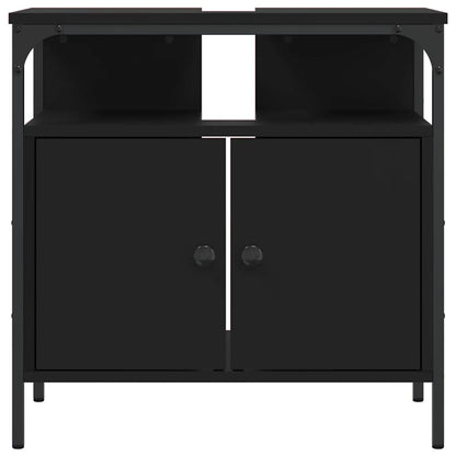 vidaXL Waschbeckenunterschrank Schwarz 60x30x60 cm Holzwerkstoff
