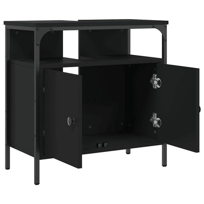 vidaXL Waschbeckenunterschrank Schwarz 60x30x60 cm Holzwerkstoff