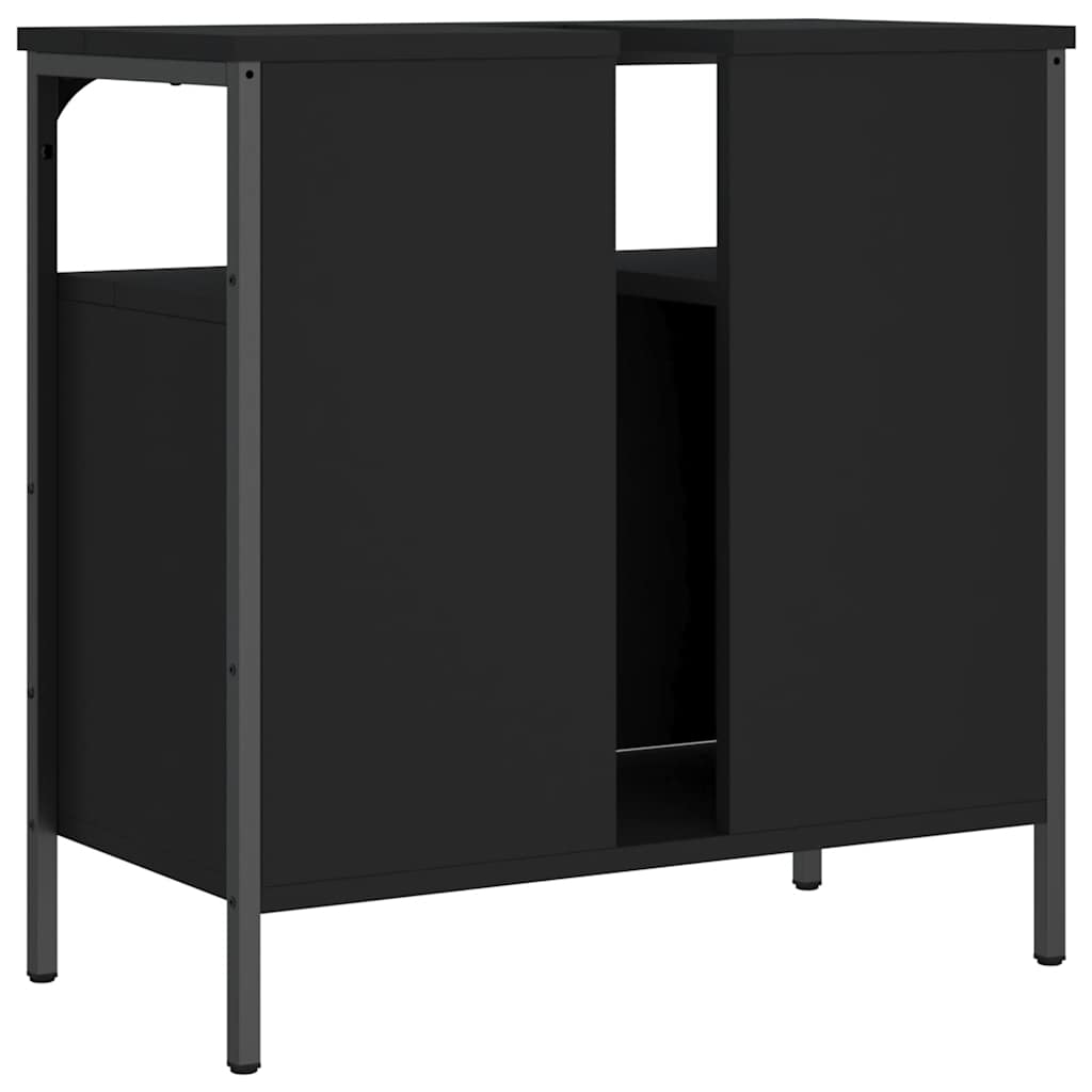 vidaXL Waschbeckenunterschrank Schwarz 60x30x60 cm Holzwerkstoff