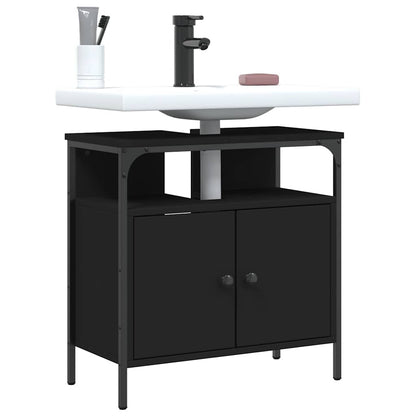 vidaXL Waschbeckenunterschrank Schwarz 60x30x60 cm Holzwerkstoff