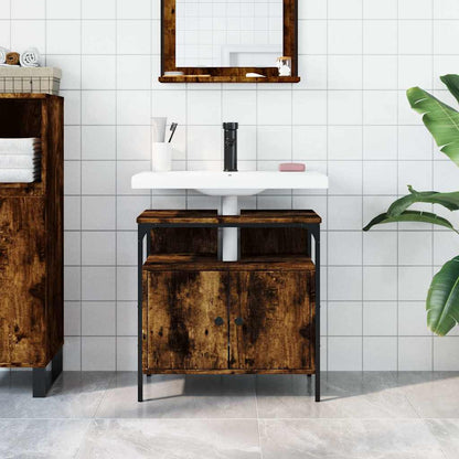 vidaXL Meuble sous-vasque chêne fumé 60x30x60 cm Bois d'ingénierie