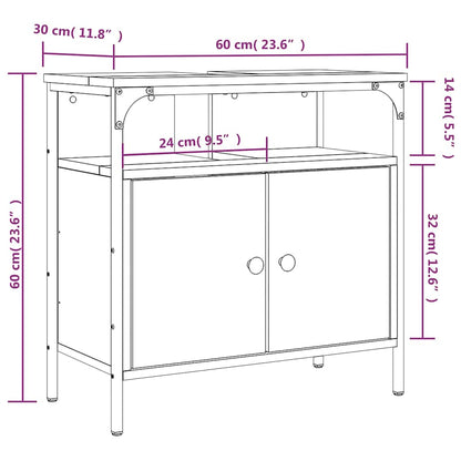 vidaXL Meuble sous-vasque chêne fumé 60x30x60 cm Bois d'ingénierie