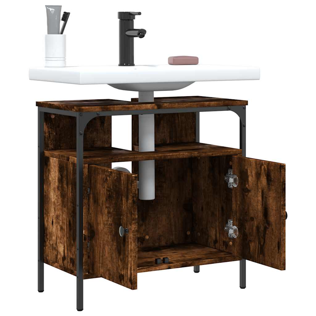 vidaXL Meuble sous-vasque chêne fumé 60x30x60 cm Bois d'ingénierie