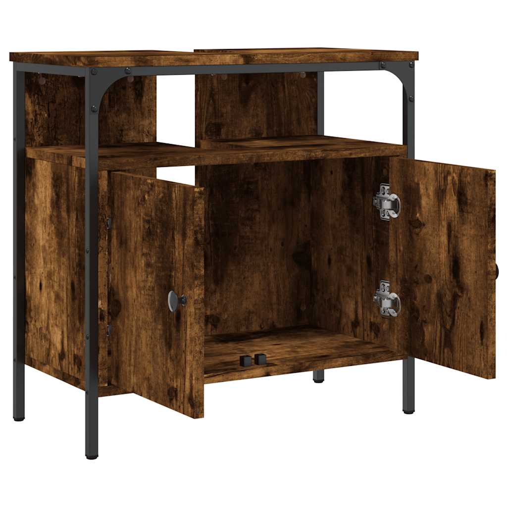 vidaXL Meuble sous-vasque chêne fumé 60x30x60 cm Bois d'ingénierie