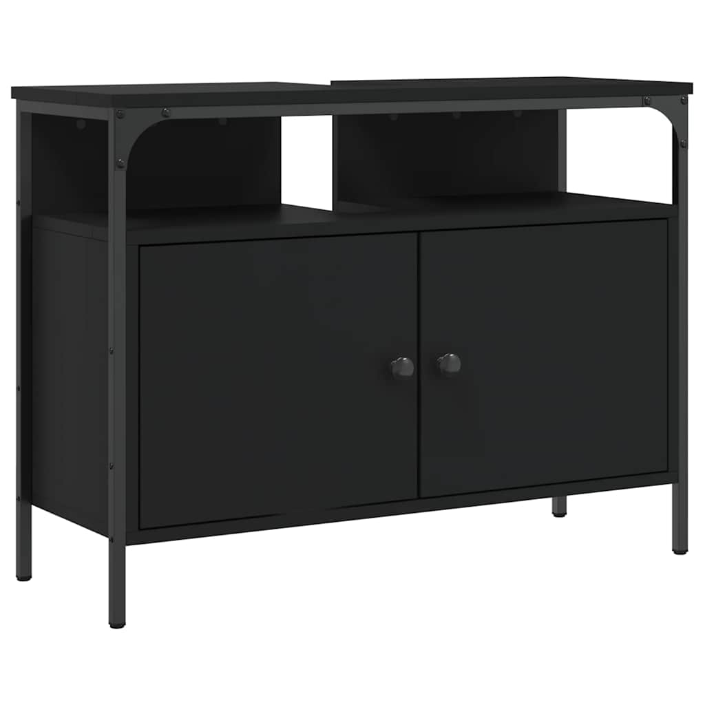 vidaXL Waschbeckenunterschrank Schwarz 80x30x60 cm Holzwerkstoff