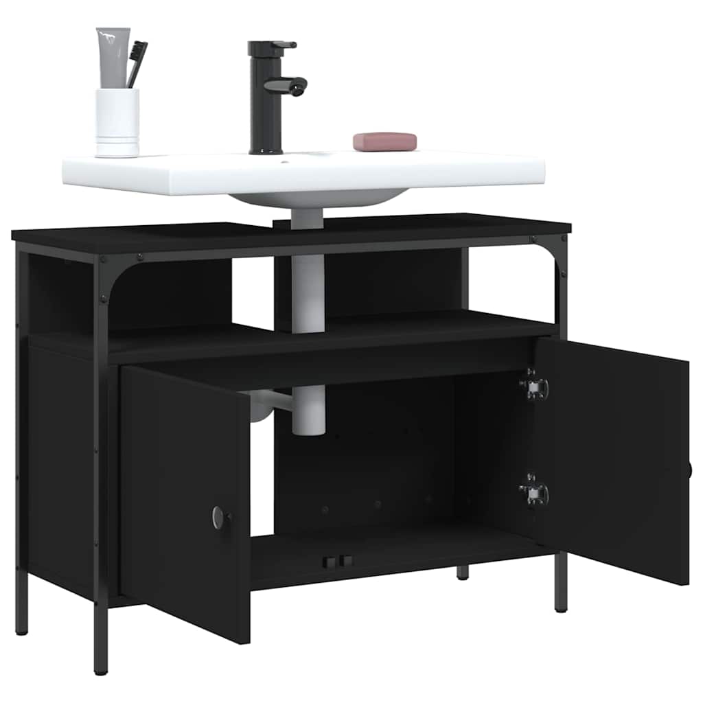 vidaXL Waschbeckenunterschrank Schwarz 80x30x60 cm Holzwerkstoff