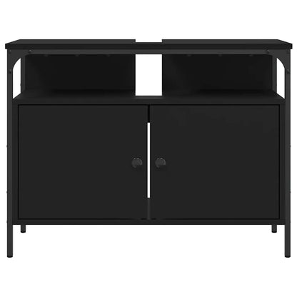 vidaXL Waschbeckenunterschrank Schwarz 80x30x60 cm Holzwerkstoff