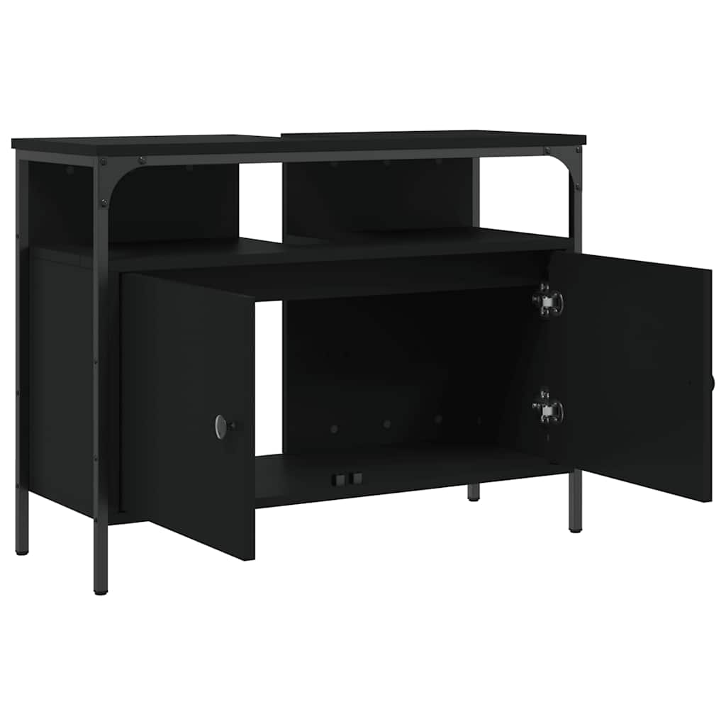vidaXL Waschbeckenunterschrank Schwarz 80x30x60 cm Holzwerkstoff
