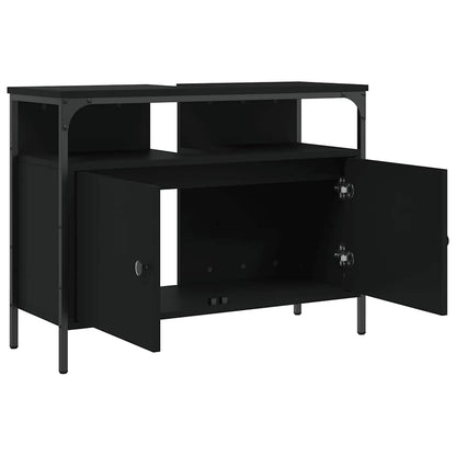 vidaXL Waschbeckenunterschrank Schwarz 80x30x60 cm Holzwerkstoff